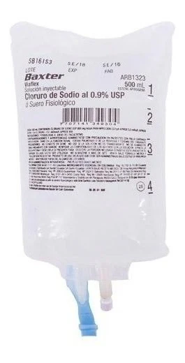 CLORURO DE SODIO 0.9% SUERO FISIOLOGICO BOLSA X 500 ML (BAXTER)
