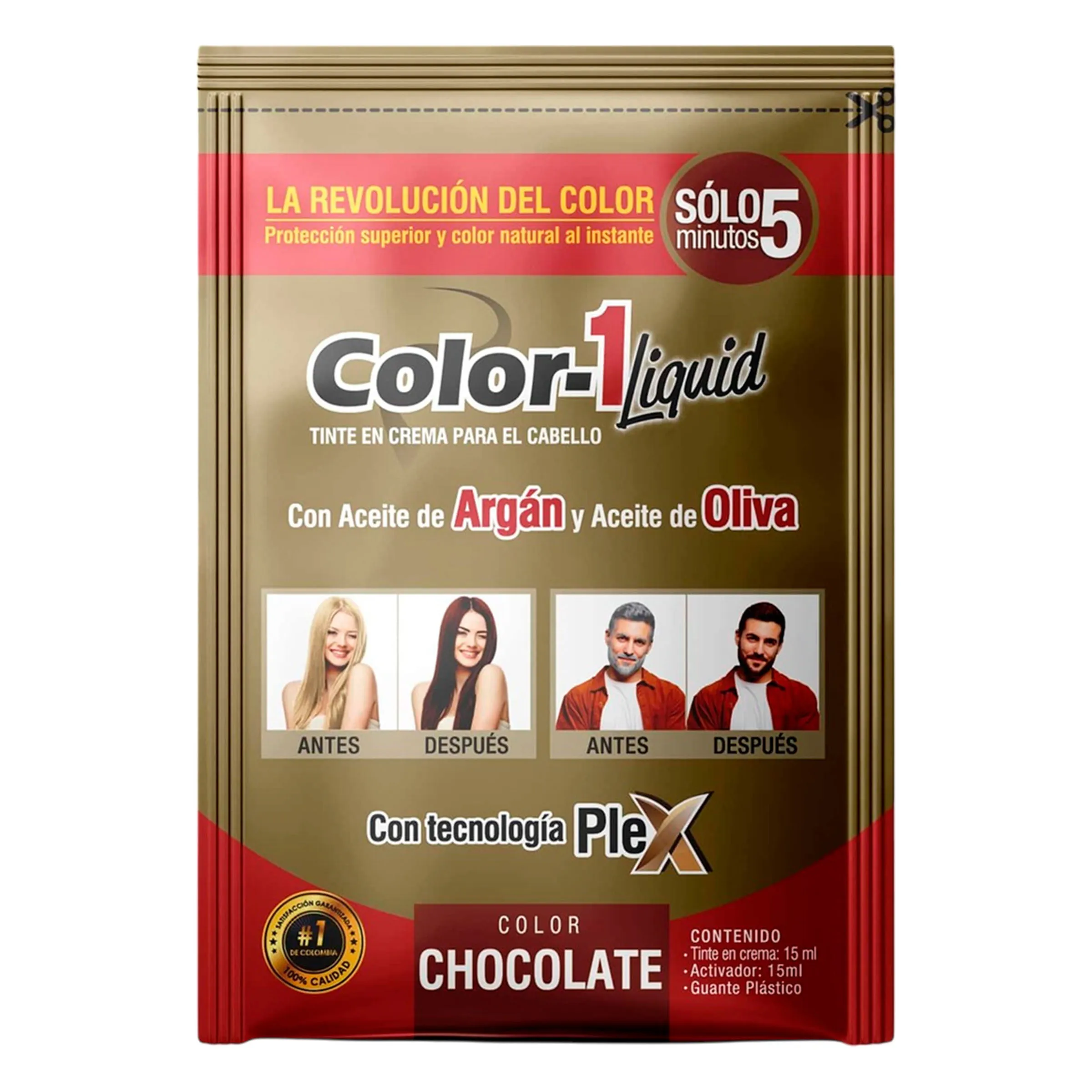 TINTE EN CREMA PARA EL CABELLO CHOCOLATE 5 MINUTOS SOBRE X 15 ML (COLOR 1)