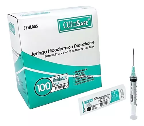 JERINGA 10 ML 3P 21GX1/2" CAJA X 100 UND (ALFASAFE)