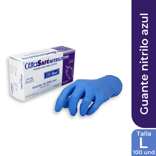 GUANTES DE NITRILO AZUL CAJA X 100 UND (ALFASAFE)
