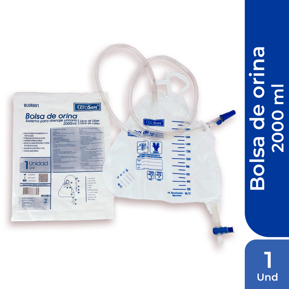 BOLSA DE ORINA ADULTO X 2000 ML (ALFASAFE)