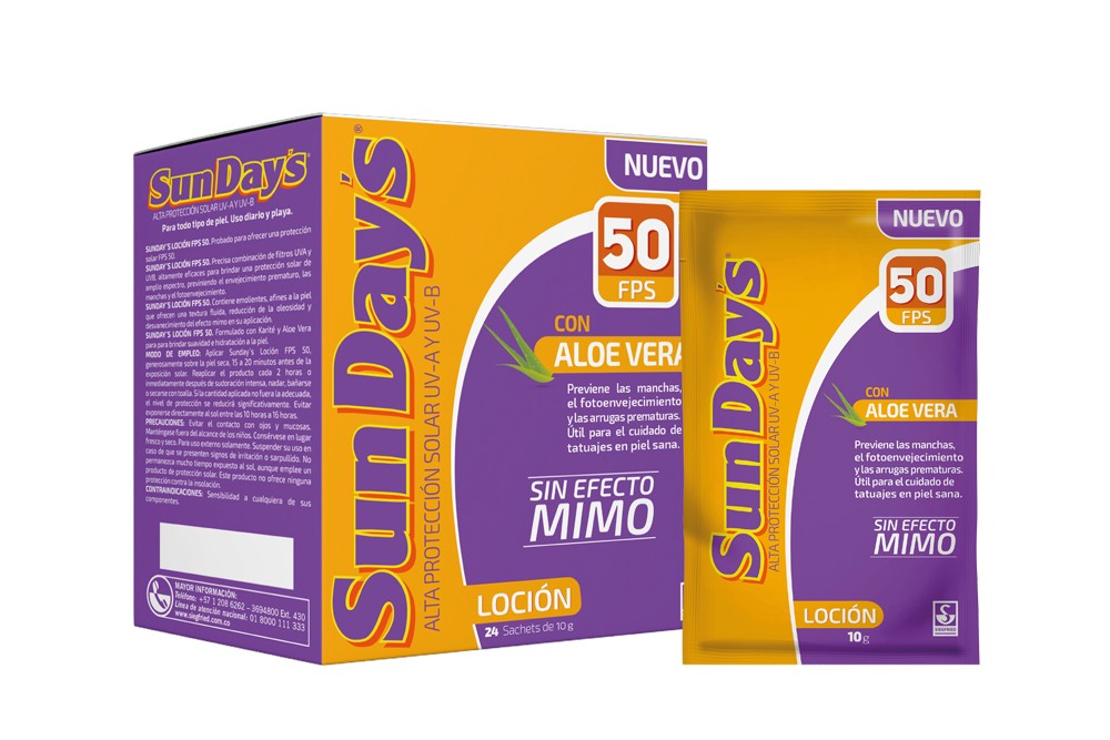 BLOQUEADOR SOLAR SUNDAYS 50 FPS CAJA X 24 SABRE 10 GR