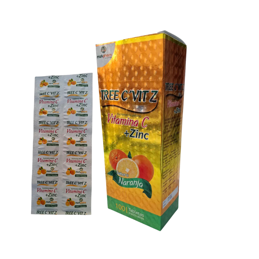 TREE C'VITZ VITAMINA C + ZINC SABOR MANDARINA CAJA X 100 TABLETAS (MARKPHARM)