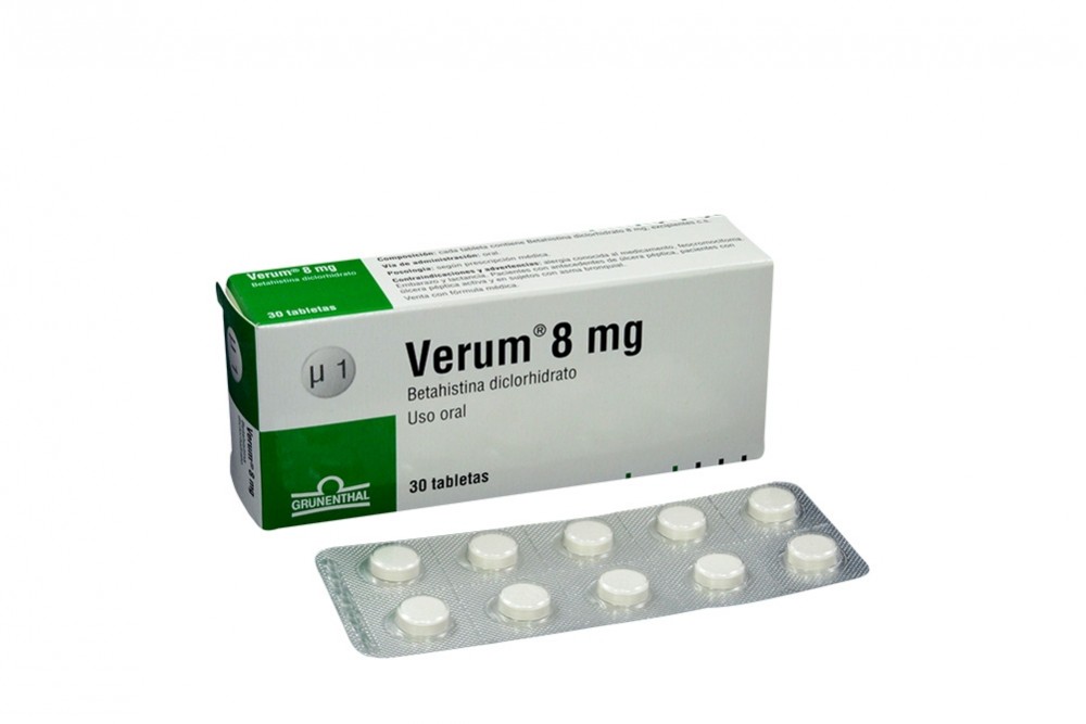 VERUM 8 MG CAJA X 50 TABLETAS (GRUNENTHAL)