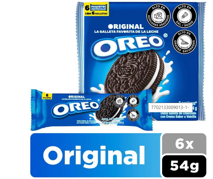 GALLETAS OREO ORIGINAL PAQUETE X 6 UND