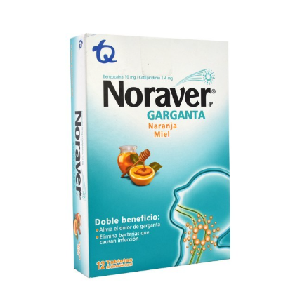 NORAVER GARGANTA NARANJA MIEL CAJA X 12 TABLETAS