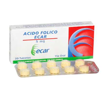 ACIDO FOLICO 5 MG CAJA X 20 TABLETAS (ECAR)