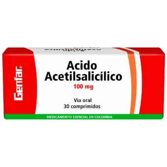 ACIDO ACETILSALICILICO 100MG - CAJA X 30 TABLETAS (GENFAR)