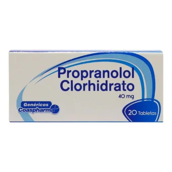 PROPRANOLOL CLORHIDRATO 40MG - CAJA X 20 TABLETAS (COASPHARMA)